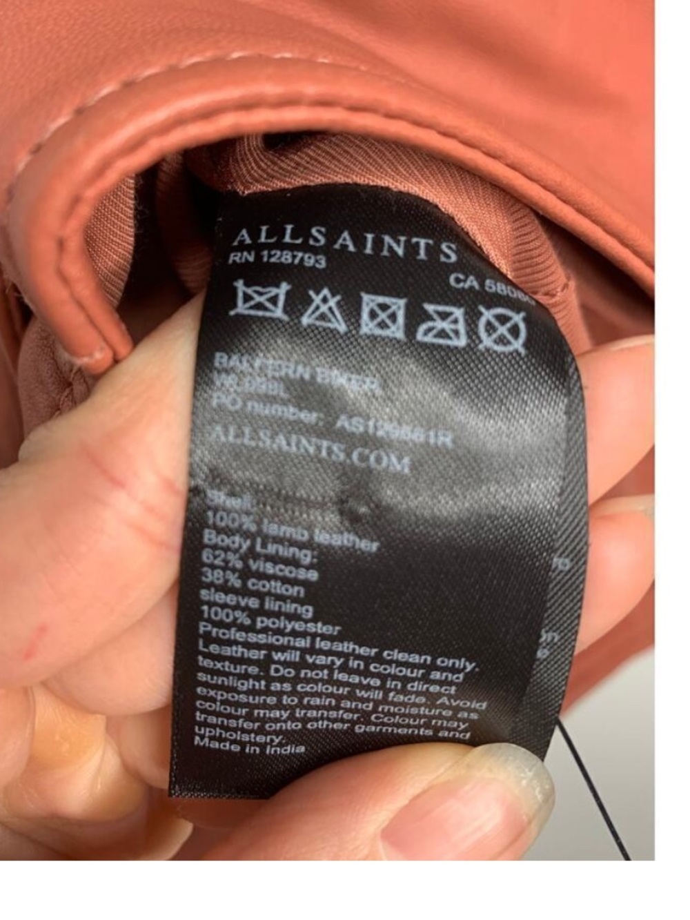 Allsaints Designer Women's Leather Moto Jacket - Unique Rose Color 🥀 - Picture 4 of 9